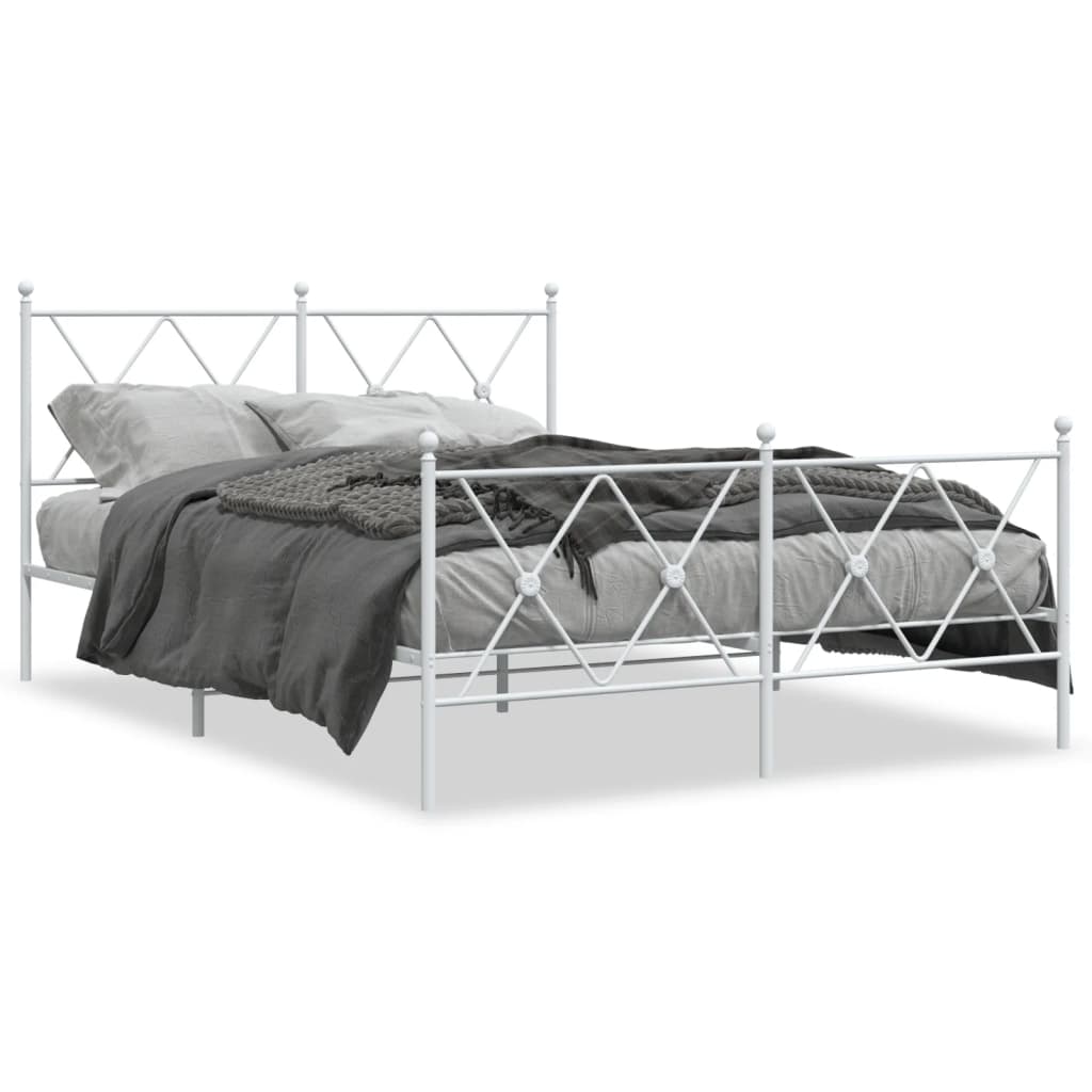vidaXL Estructura cama sin colchón con estribo metal blanco 137x190 cm