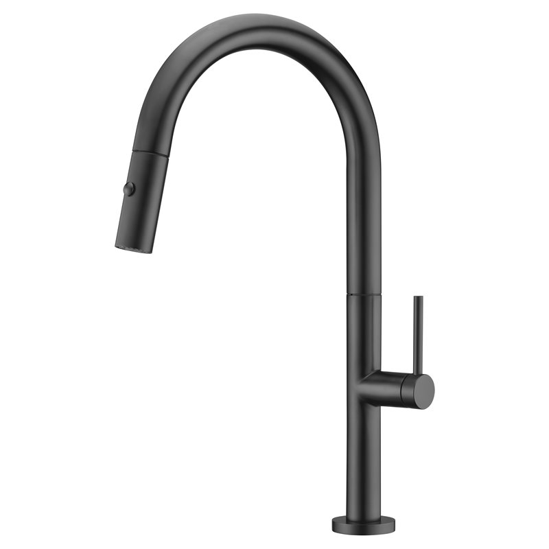Imex Samoa GCE017/NG grifo de cocina monomando de caño alto en latón negro mate