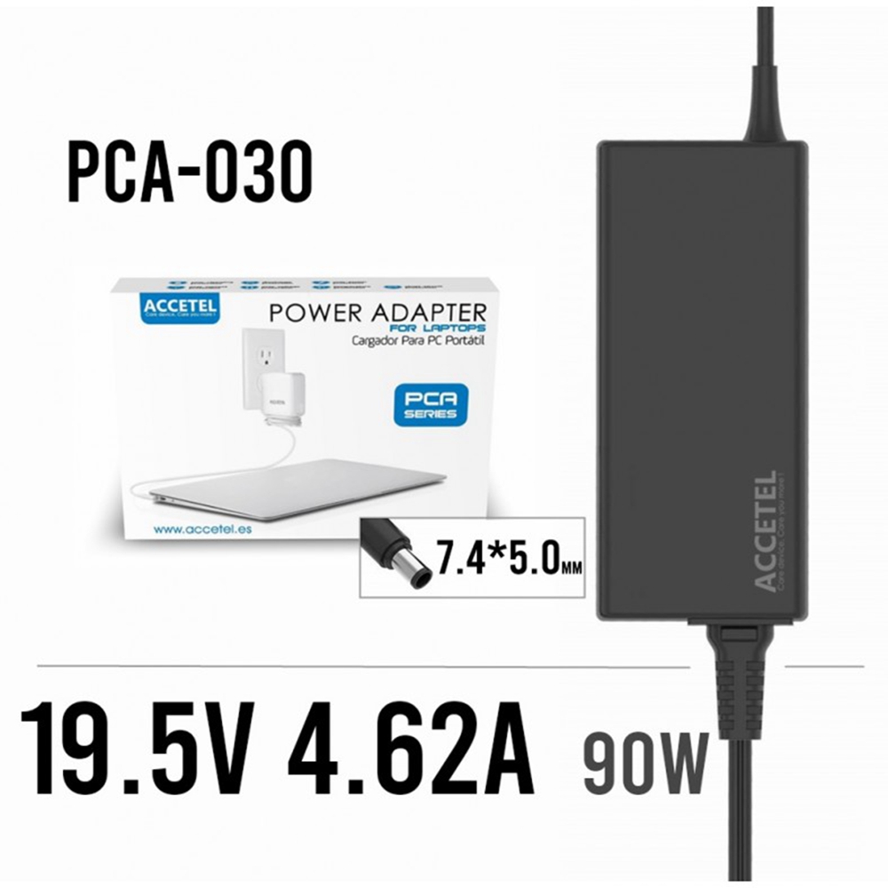 Accetel PCA-030 Cargador Dell 19.5V 4.62A 7.4*5.0mm 90W