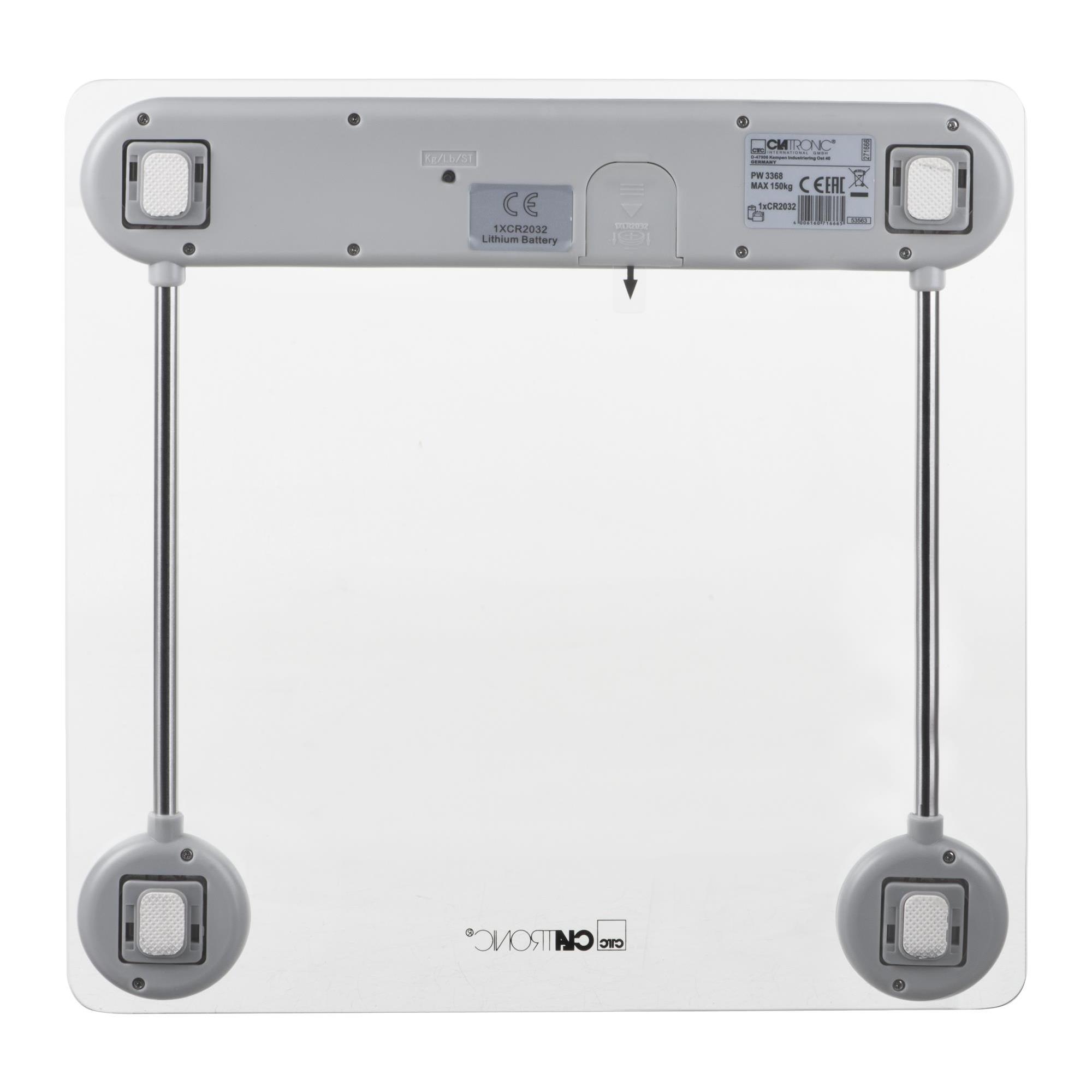 Clatronic Pw 3368 - Bascula de bano digital de cristal, medicion 150 kg y 100g