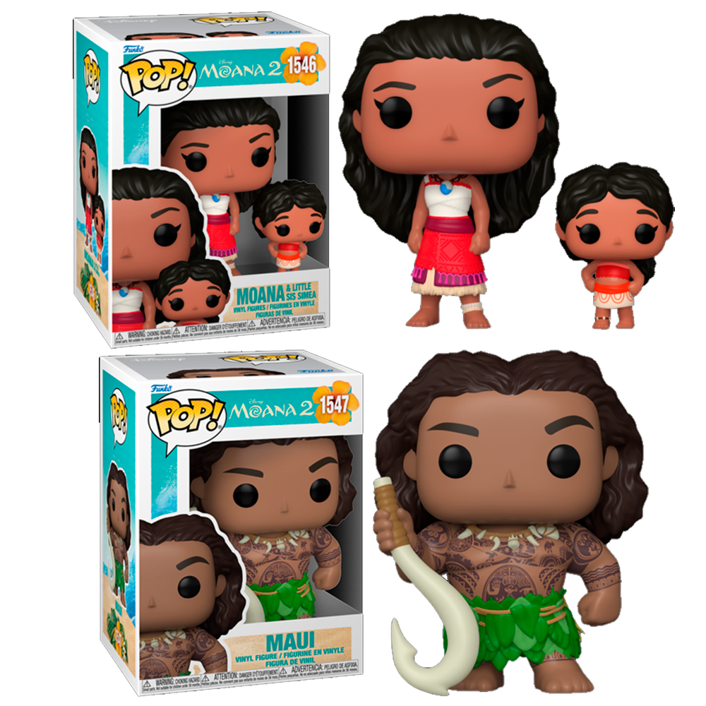 Funko PAck 2 Funko Pop  Moana  y Simea hermana y Maui  Little sister Disney Funko Pop Funko Pop VAiana 1546 1547 mOTU nUI