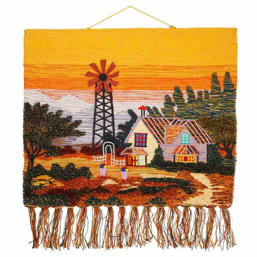 WANDERLUST DECO Tapiz de Yute Tejido Artesano Decorativo Multicolor 100x80cm - Hecho a Mano - Tamaño Grande