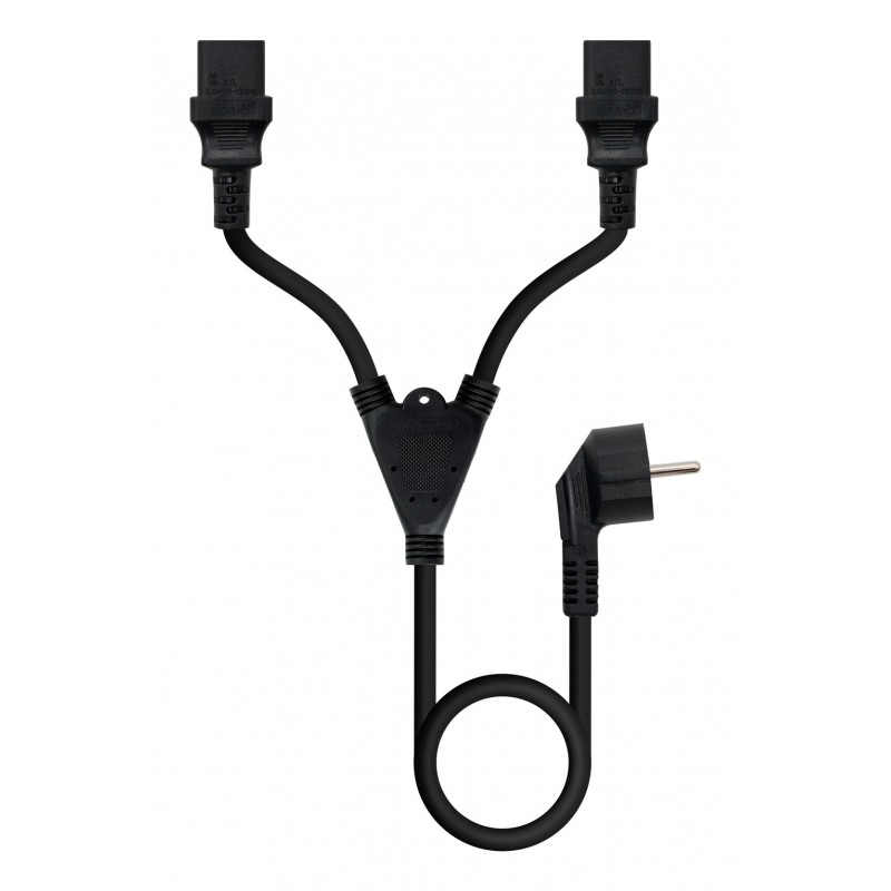 Nanocable - Cable de Alimentación CEE7/M a 2xC13/H, Negro, 3 m 10.22.0100-L300