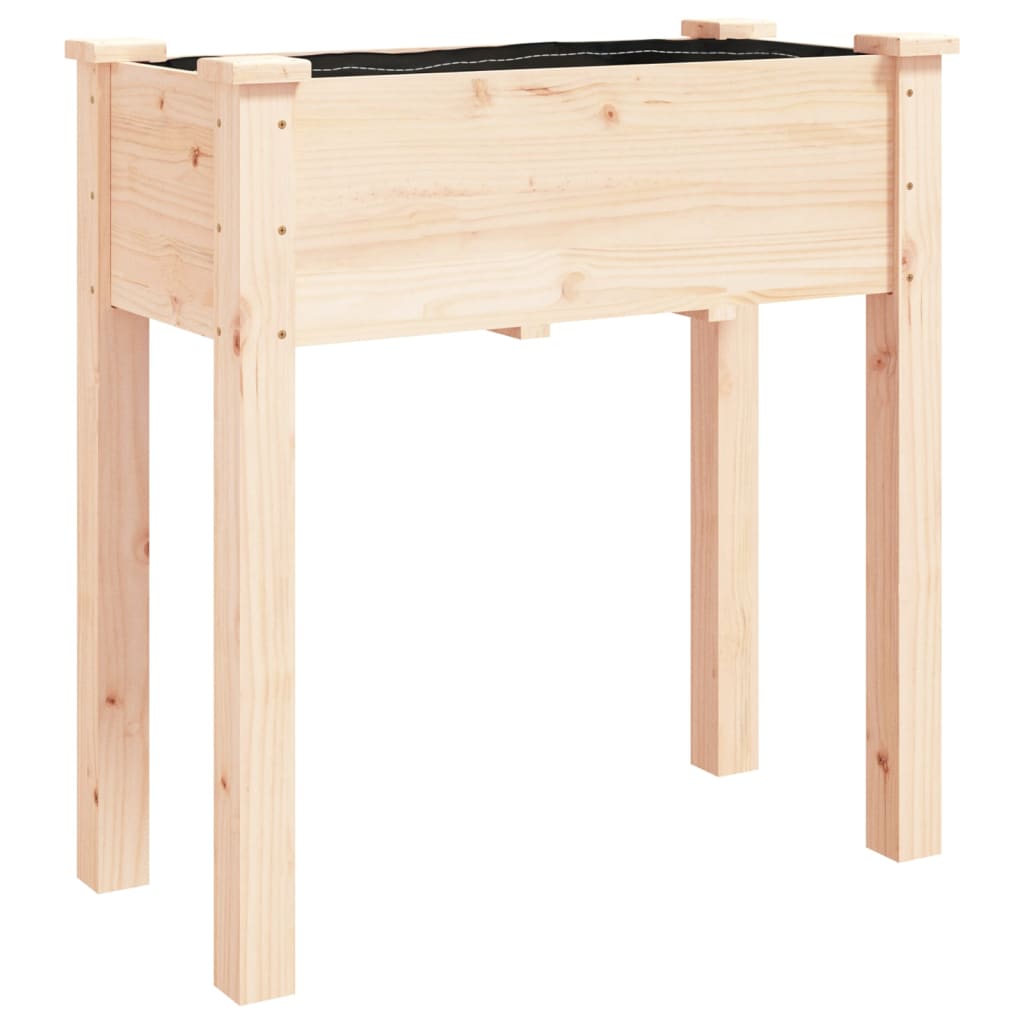 vidaXL Jardinera con forro interior madera maciza de abeto 71x37x76 cm Color Marrón claro,  Marrón,  Gris y mas