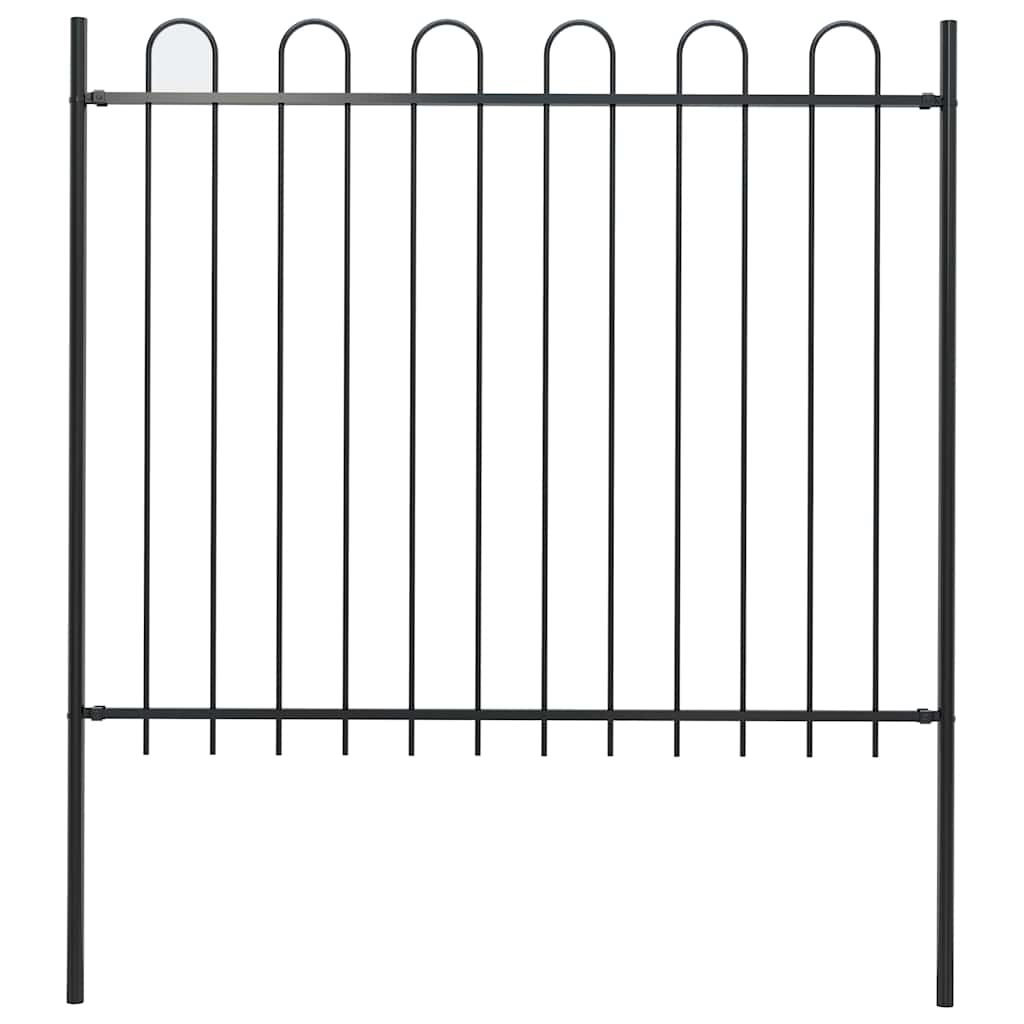 vidaXL Valla de jardín con puntas de aro acero negro en longitud 1.8 m o 3.4 m
