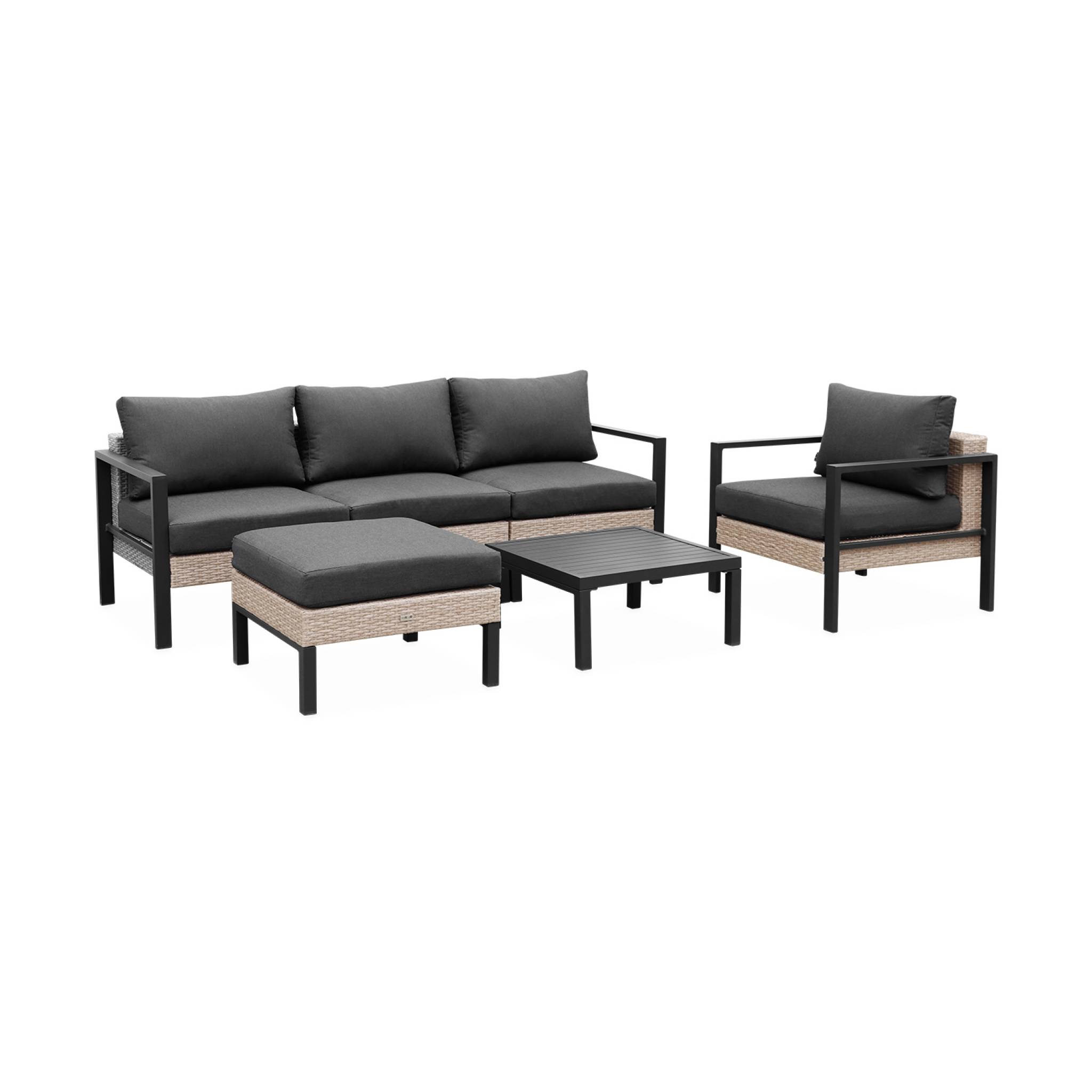 Conjunto de muebles de jardín en aluminio y resina, 5 plazas
