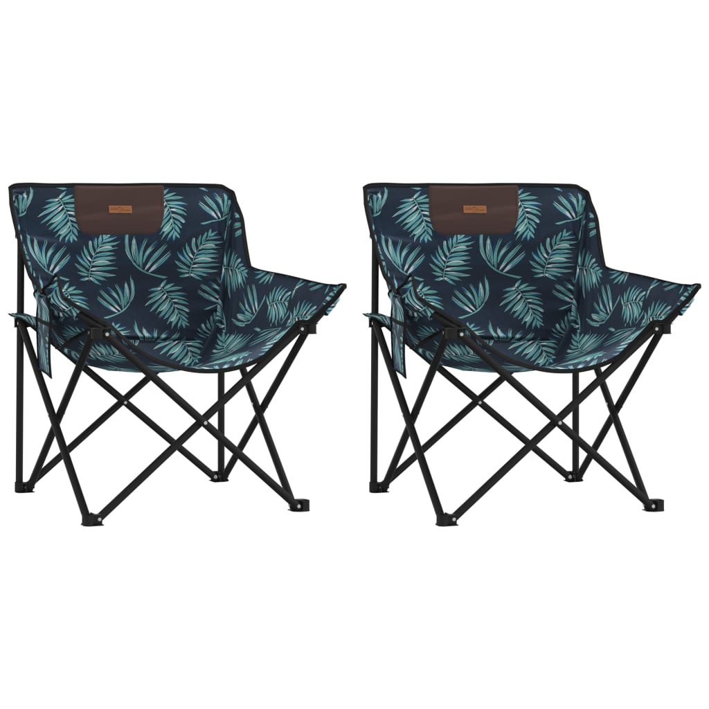 vidaXL Sillas de camping con bolsillo plegable 2 uds estampado hojas
