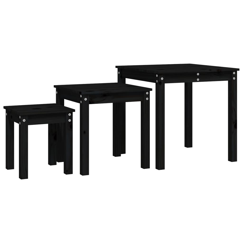 Vidaxl Mesas Apilables de Madera Maciza de Pino Natural