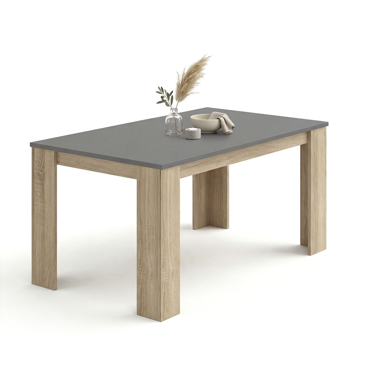 duehome - Mesa de comedor fija 140x80 cm Naya