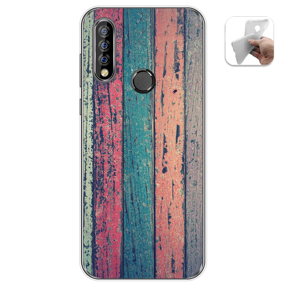 Tumundosmartphone Funda Gel Tpu para Oukitel C17 Pro diseño Madera 10 Dibujos