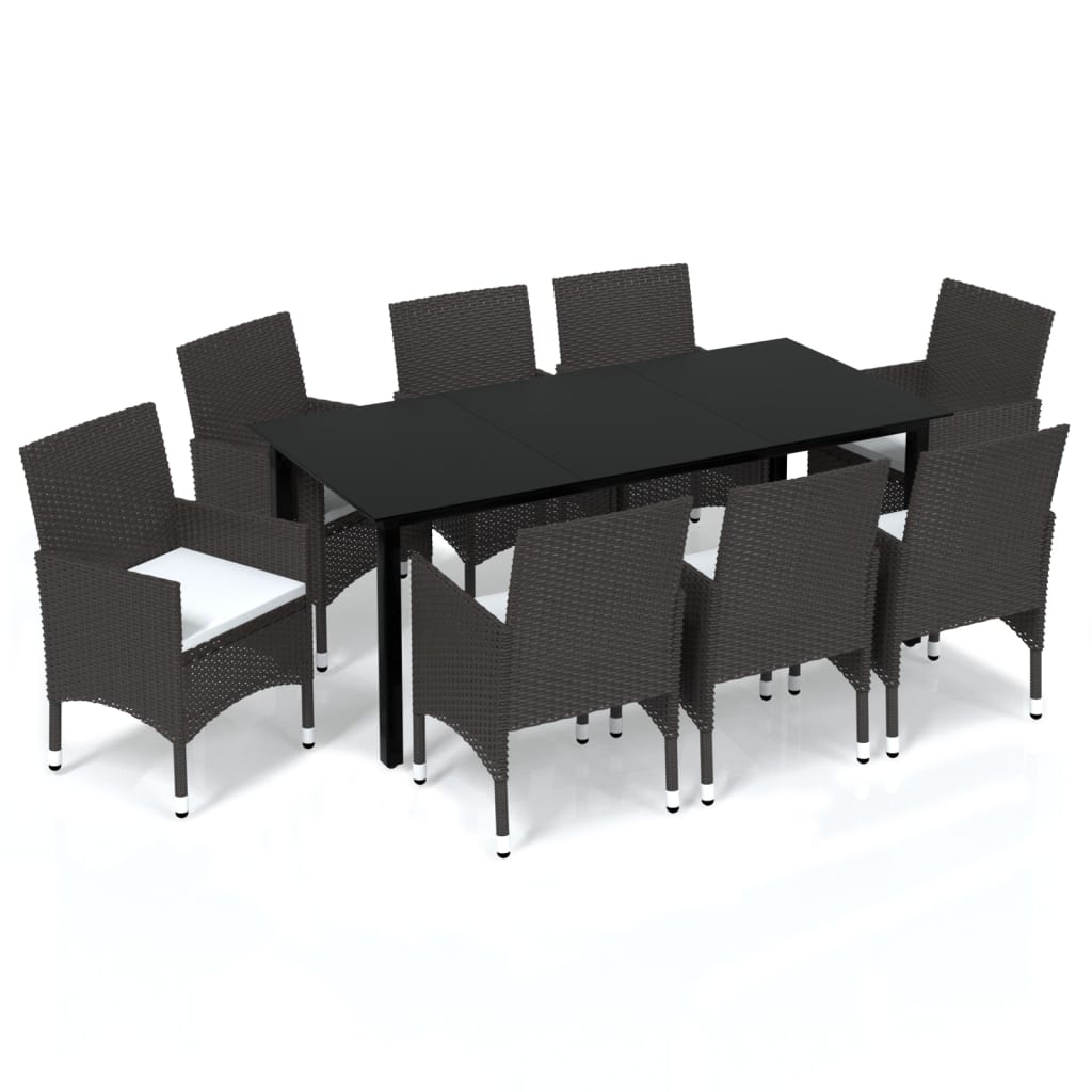 vidaXL Set de muebles jardín 9 pzas con cojines ratán sintético marrón