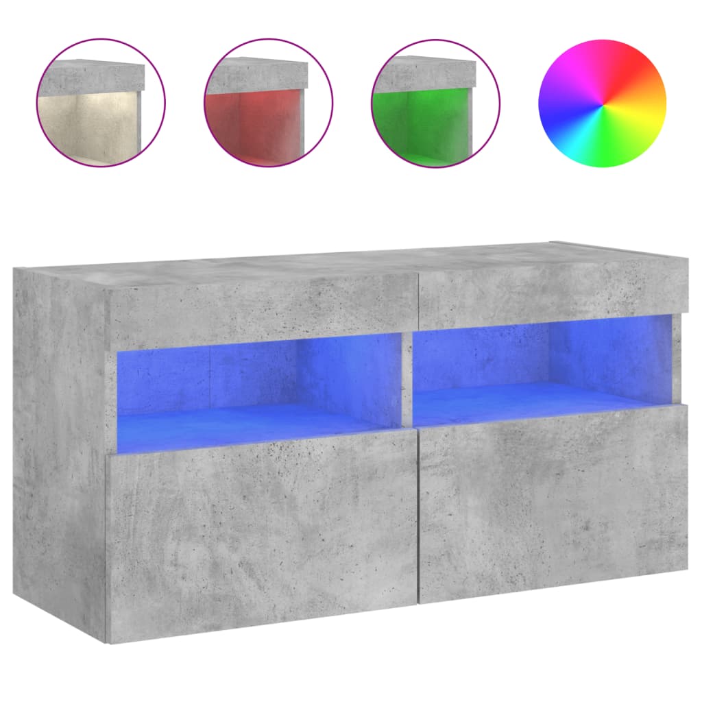 vidaXL Mueble de TV de pared con luces LED 80x30x40 cm, Mueble de Salon, Mueble TV, Mueble TV salon, Mesa de TV, Mueble tele