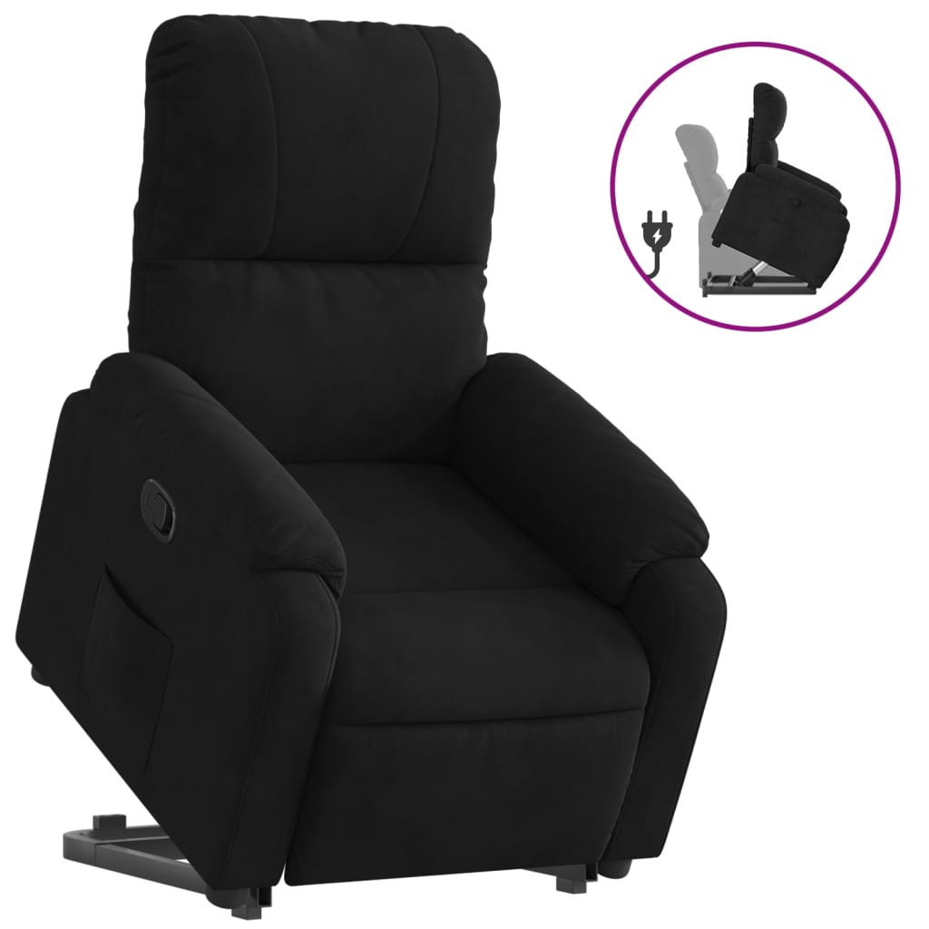 vidaXL Sillón reclinable elevable tela de microfibra negro