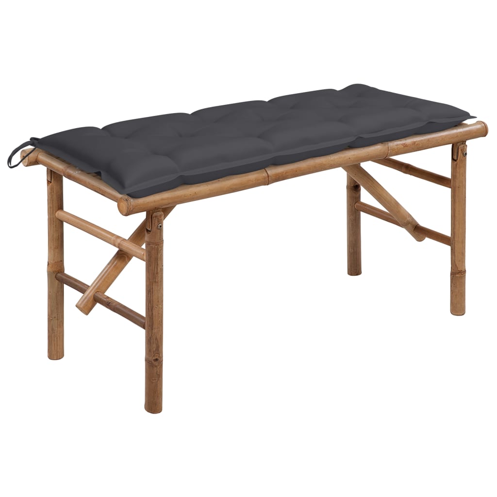 vidaXL Banco de jardín plegable con cojín bambú 118 cm en color Crema/Rojo/Taupé y más | acolchados duraderos para sofás de jardín terraza exterior