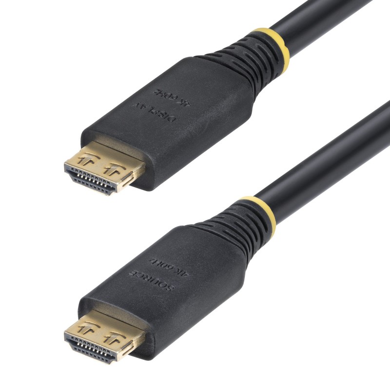 StarTech.com - Cable HDMI de Alta Velocidad Activo de 15m - Conectores de Agarre - UHD 4K60Hz/1440p 144Hz - 18Gbps - HDR10/HDCP HDMI2-CABLE-GRIP-15M