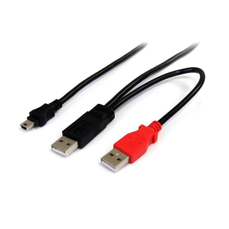 StarTech.com Cable de 1,8m USB 2.0 en Y para Discos Duros Externos - Cable Mini B a 2x USB A, 1,8 m,