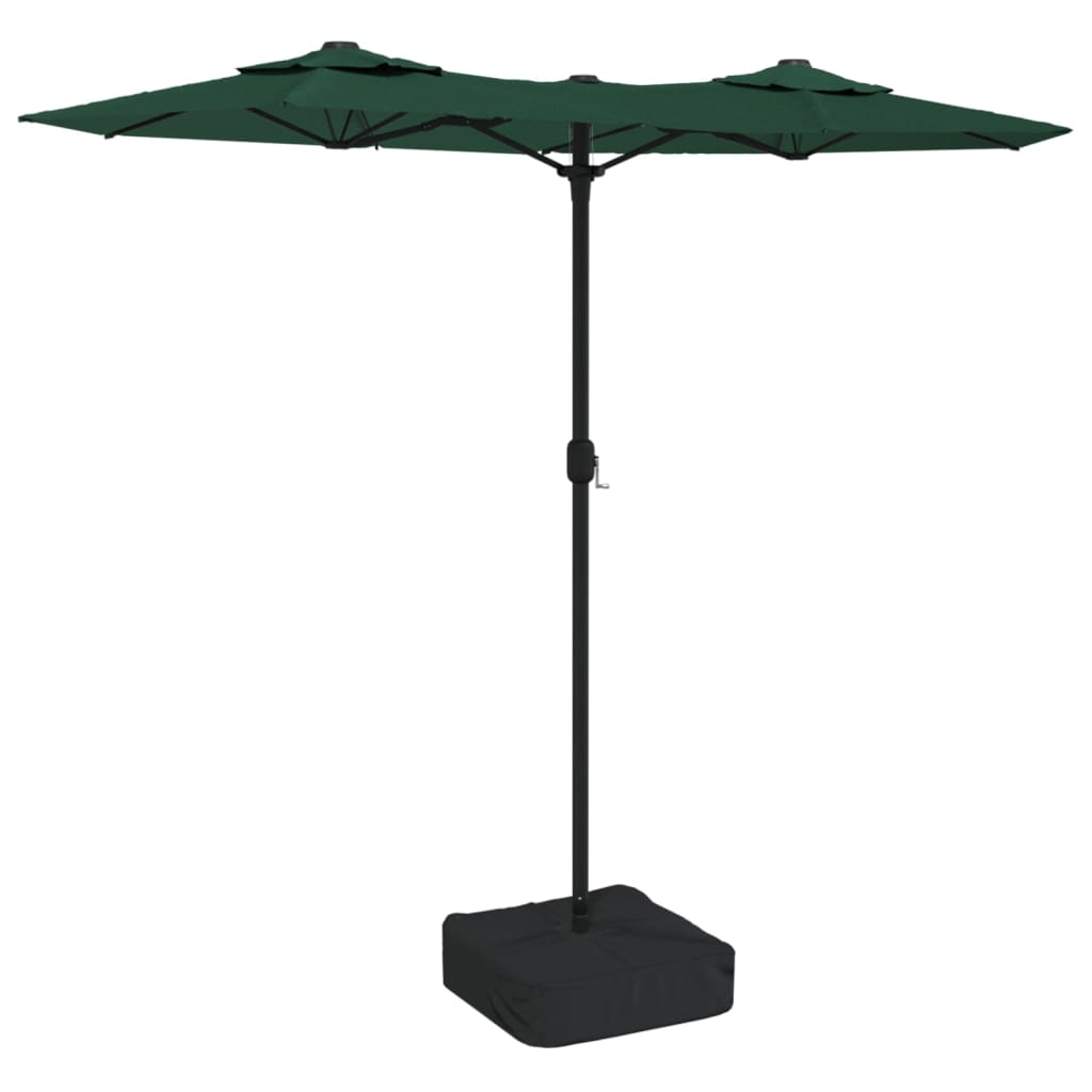 vidaXL Sombrilla doble con luces LED 316x240 cm Color Blanco, Verde, Antracita