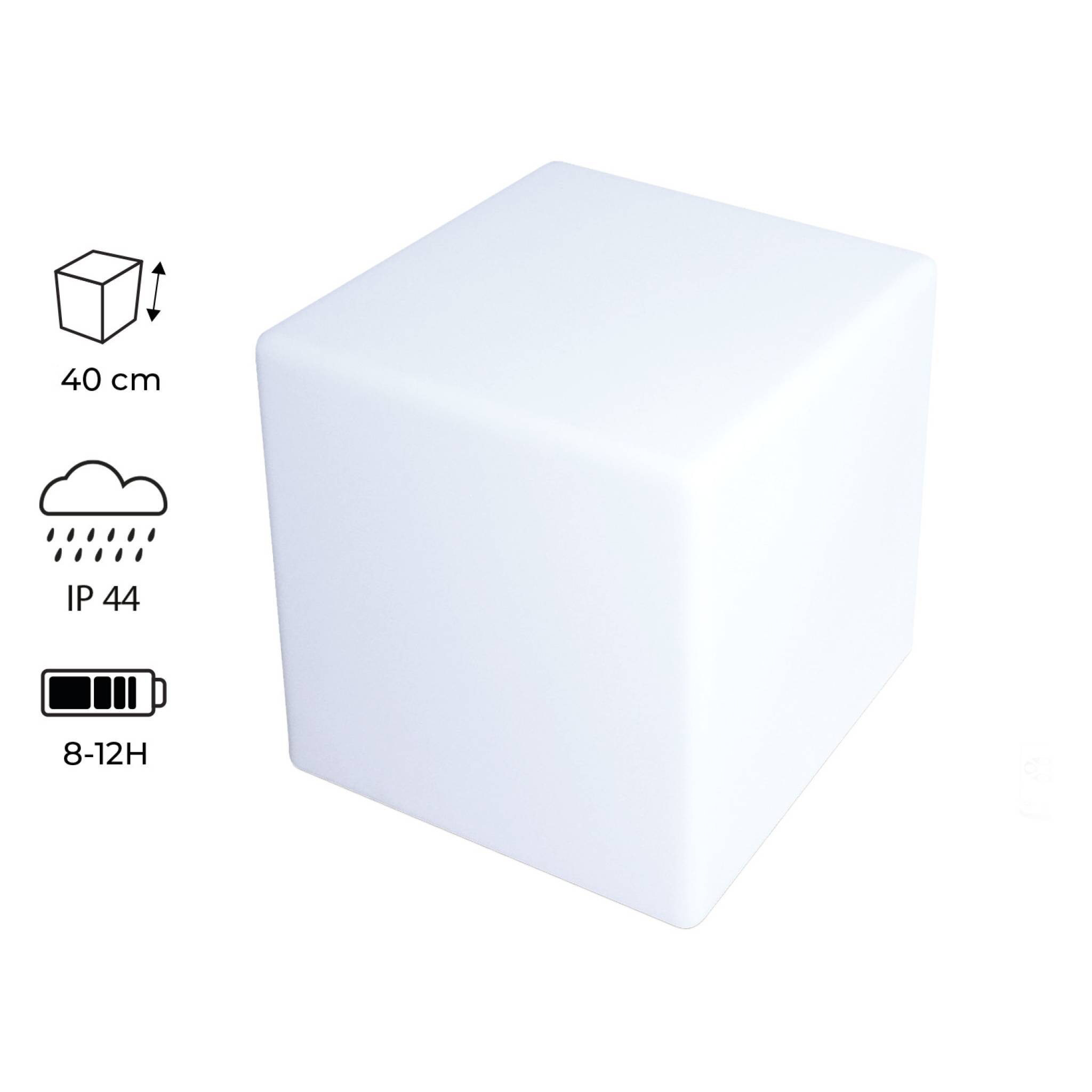 sweeek - Cubo luminoso LED con batería para interior/exterior , Cubo LED , 40x40x41