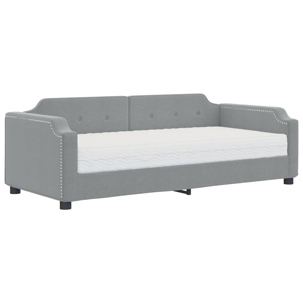 vidaXL Sofá cama con colchón tela gris claro 90x190 cm