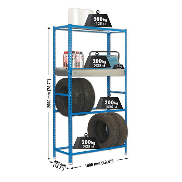 Estantería SIMONRACK Simongarage box plus 4/400 azul/galva