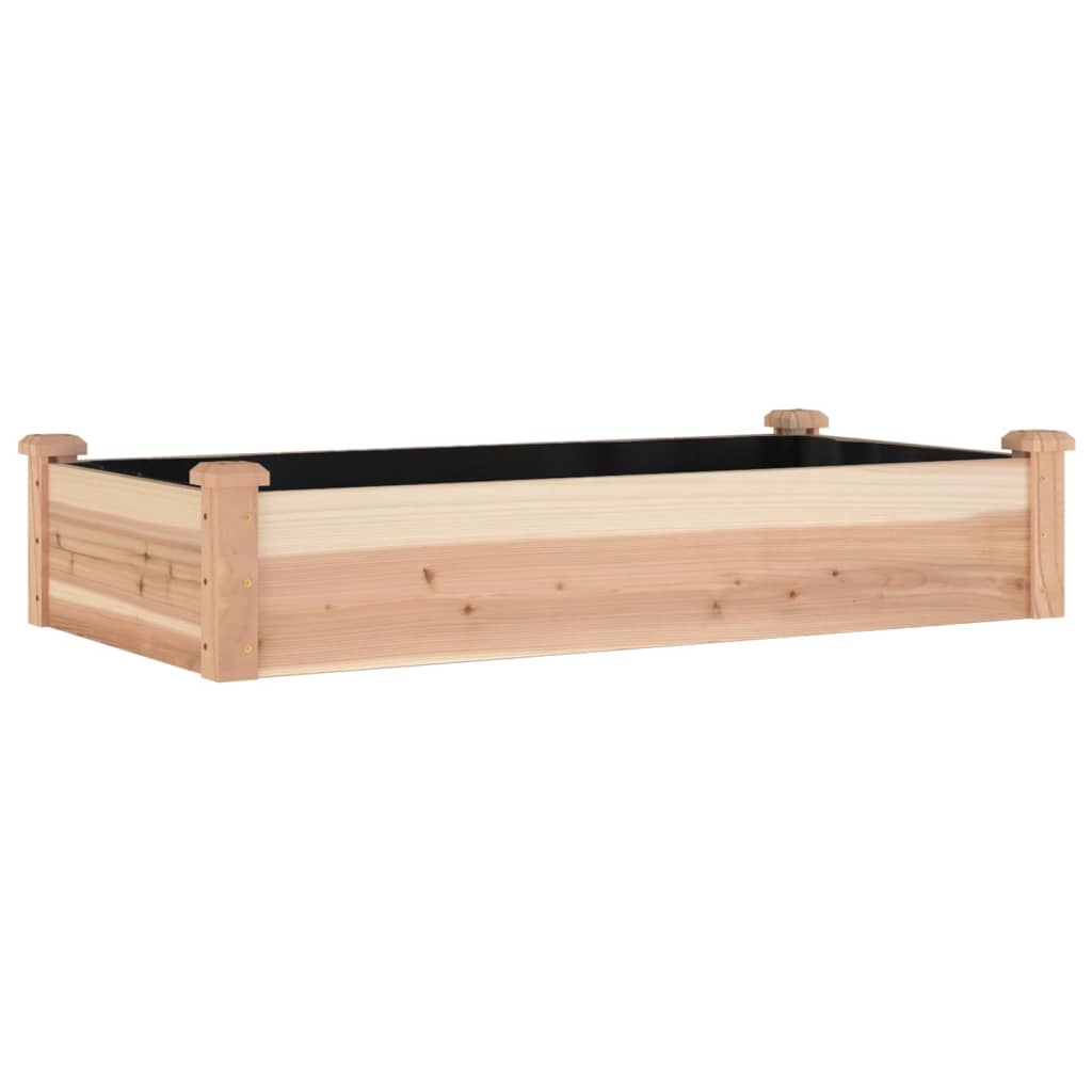 vidaXL Jardinera arriate con forro madera maciza abeto 120x60x25 cm Color Natural,  Marrón,  Gris y mas