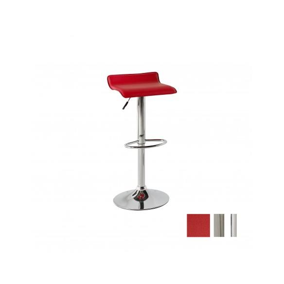 Momma Home Set de 2 Taburetes de Asiento Elevado Modelo Noa Ecopiel/Metal Cromado 38x39.5x64/85 H Cm