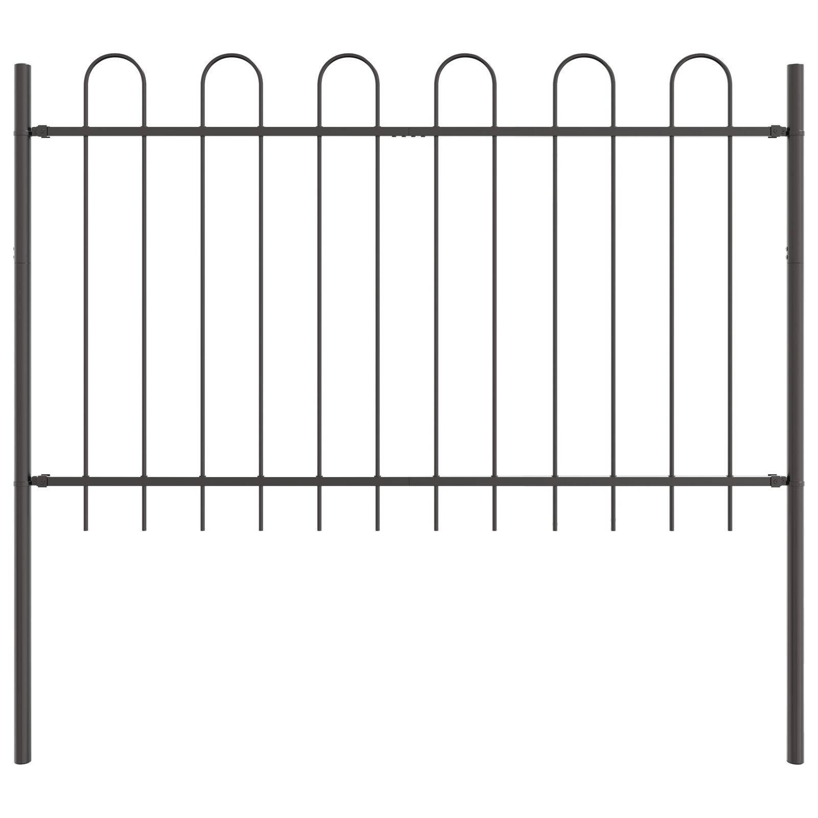 Cerca de Jardín VidaXL con Parte Superior Arqueada Gris 3,4x1,2 m de Acero