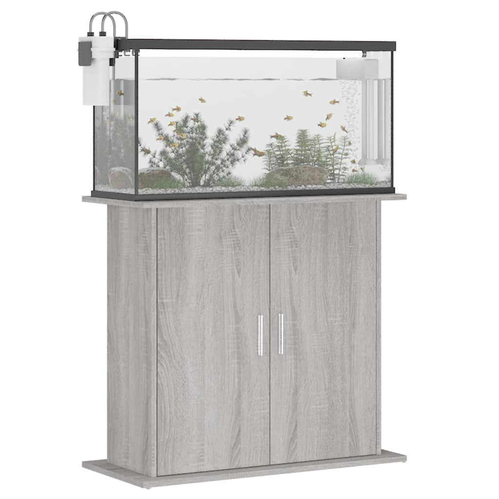 vidaXL Soporte de acuario madera ingeniería 81x36x73 cm Color Blanco brillante,  Gris hormigón,  Roble ahumado y mas