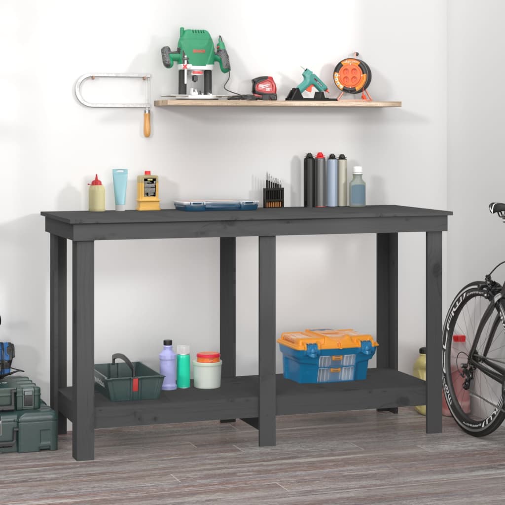 vidaXL Banco de Trabajo de Mesa Herramienta Estante Color Natural,  Blanco,  Gris y mas