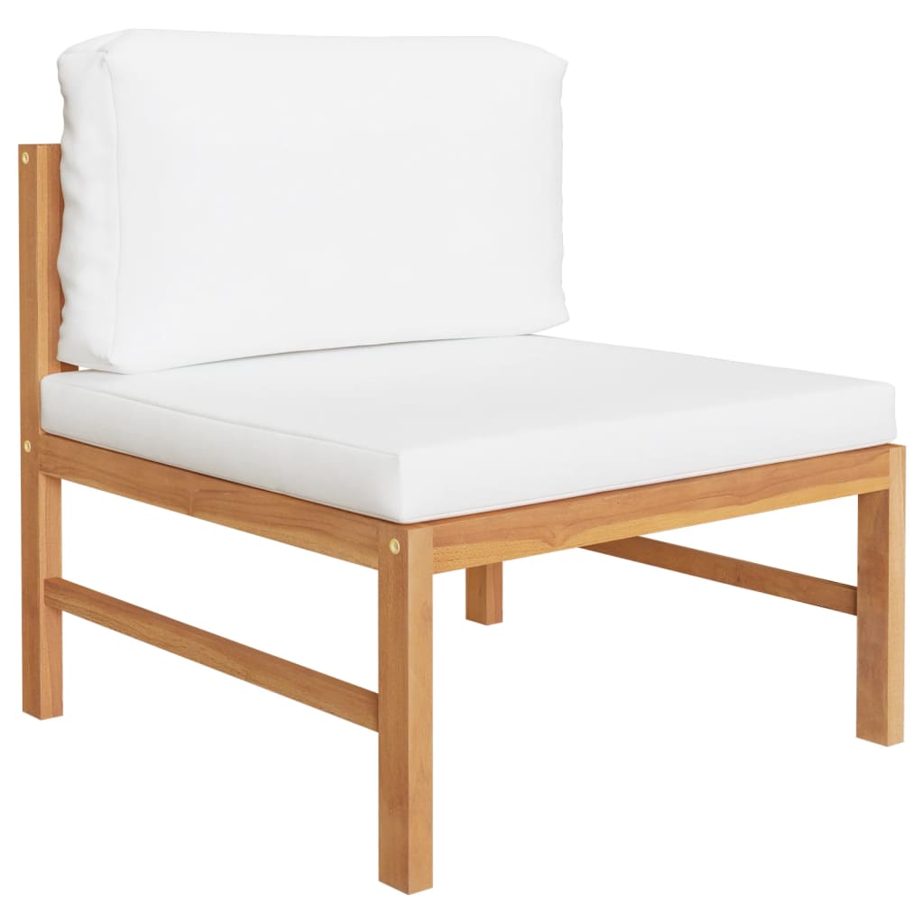 Vidaxl Set de Muebles de Jardín 3 Pzas Madera Teca Cojines Crema, Gris Oscuro