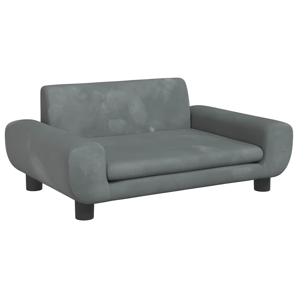vidaXL Cama para perros de terciopelo gris oscuro 70x45x33 cm