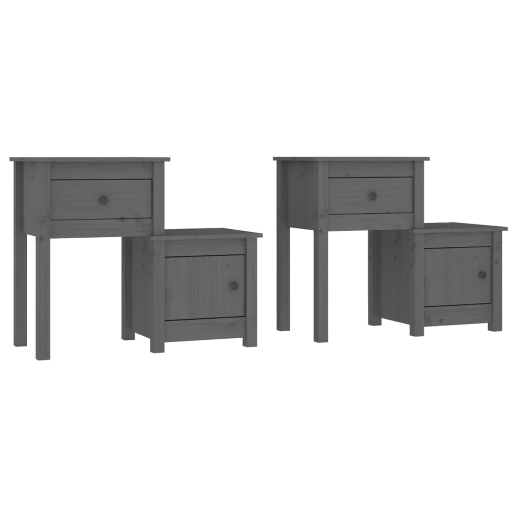 Vidaxl Mesitas de Noche 2 Unidades Madera de Pino 79,5x38x65,5 Cm Natural