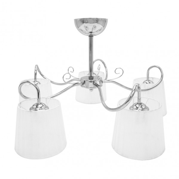Lampara Cuzco cromo con pantalla blanca 5xe14 Fabrilamp