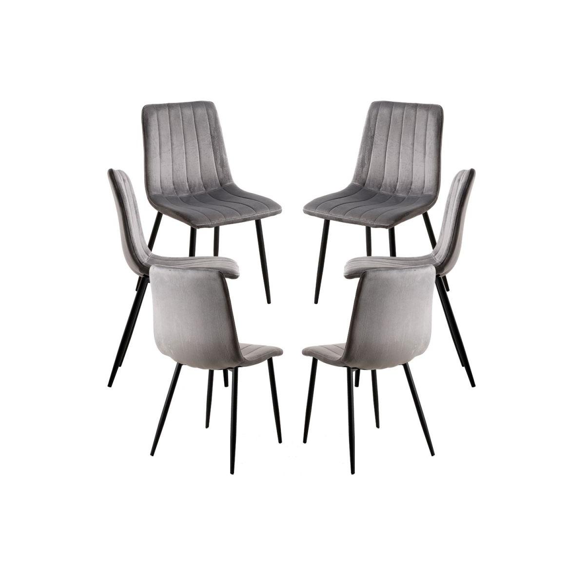 Regalos Miguel - Packs Sillas Comedor - Pack 6 Sillas Liny Terciopelo - Gris oscuro