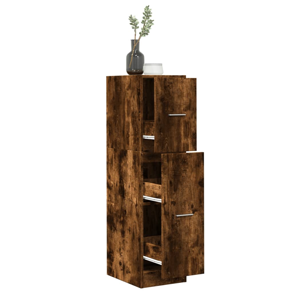 vidaXL Armario botiquín madera ingeniería 30x41x118 cm en color Roble ahumado/Marrón roble/Gris hormigón y más | almacenamiento funcional diseño moderno para baño dormitorio sala