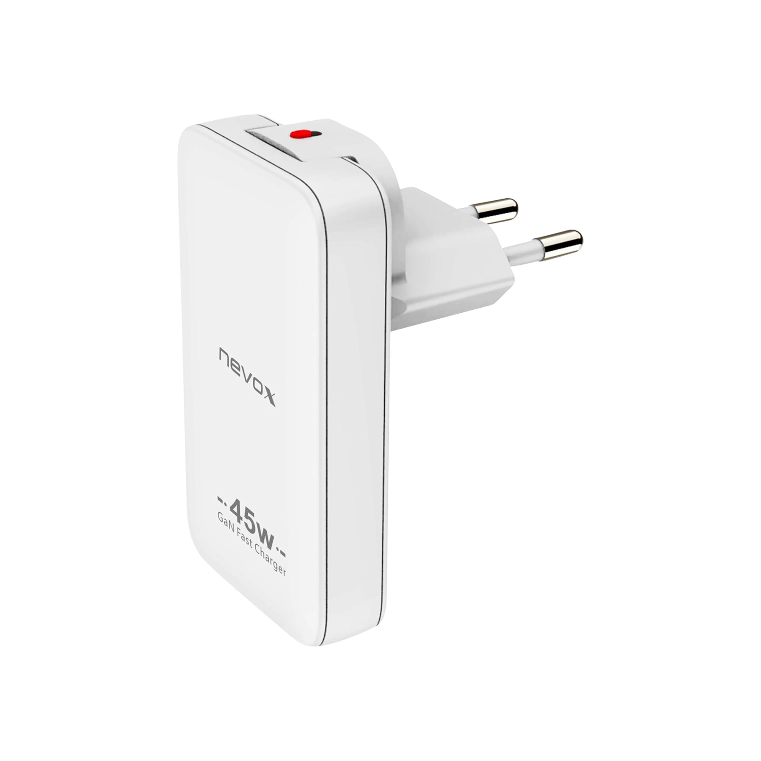 Nevox 45w dual slim ladegert gan usb-c/usb eu/us weiá