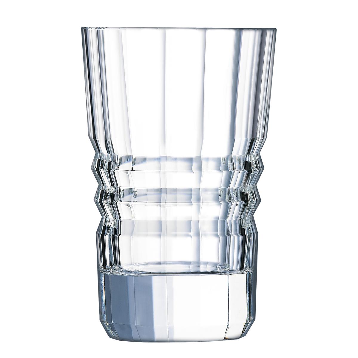 CRISTAL D'ARQUES ARCHITECTE Caja 6 Vasos Altos Cristalín 6CL Transparente Con relieve Perfecta acústica, completa transparencia, brillo duradero, diseño y elegancia Reciclable
