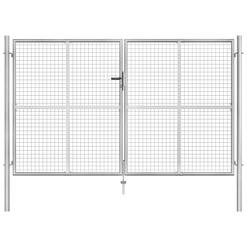 vidaXL Puerta de Jardín Acero Galvanizado Plateado Cercado Entrada Dimensiones 105 x125 cm,  105 x150 cm,  105 x175 cm y mas