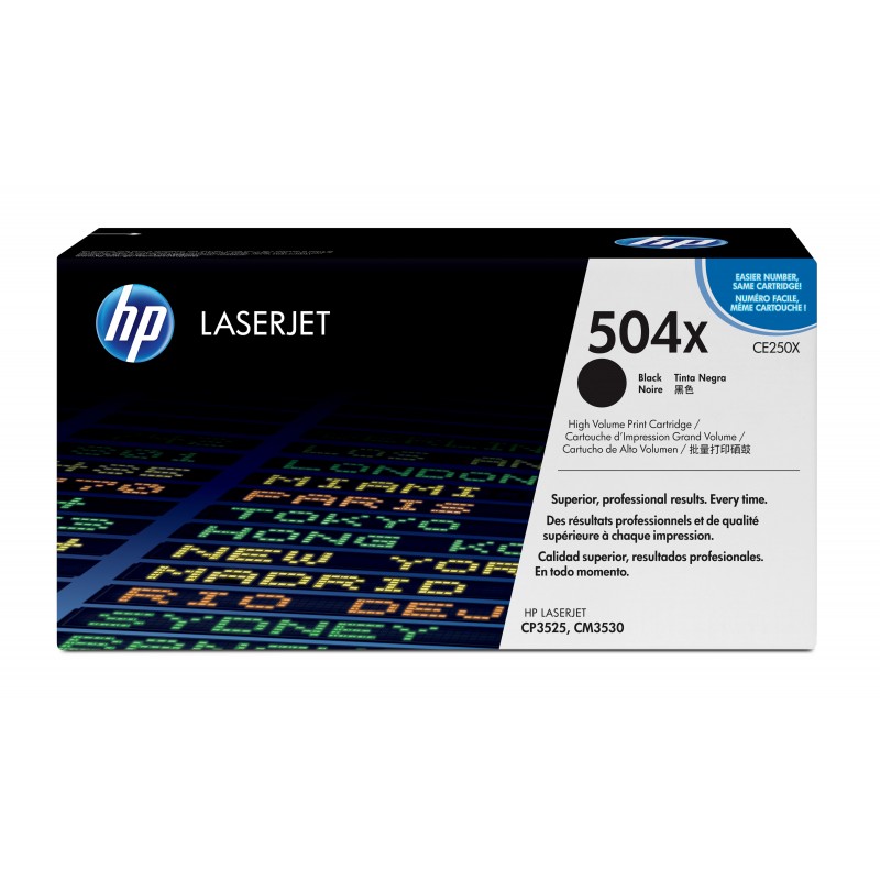 HP - Cartucho de tóner original LaserJet 504X de alta capacidad negro CE250X