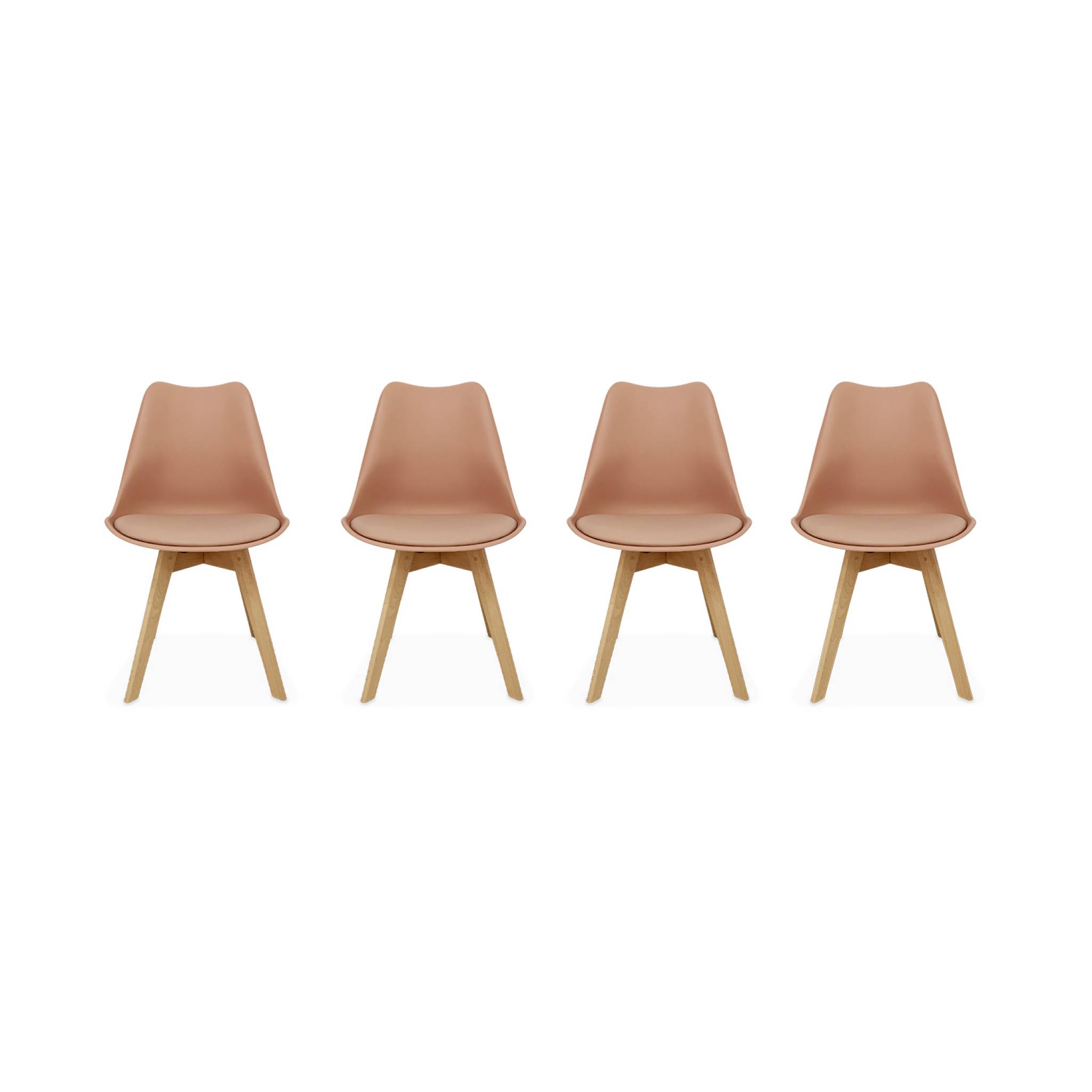 sweeek - Silla escandinava con patas de madera de haya, set de 4, Nils, Rosa viejo, 47x55x81 cm