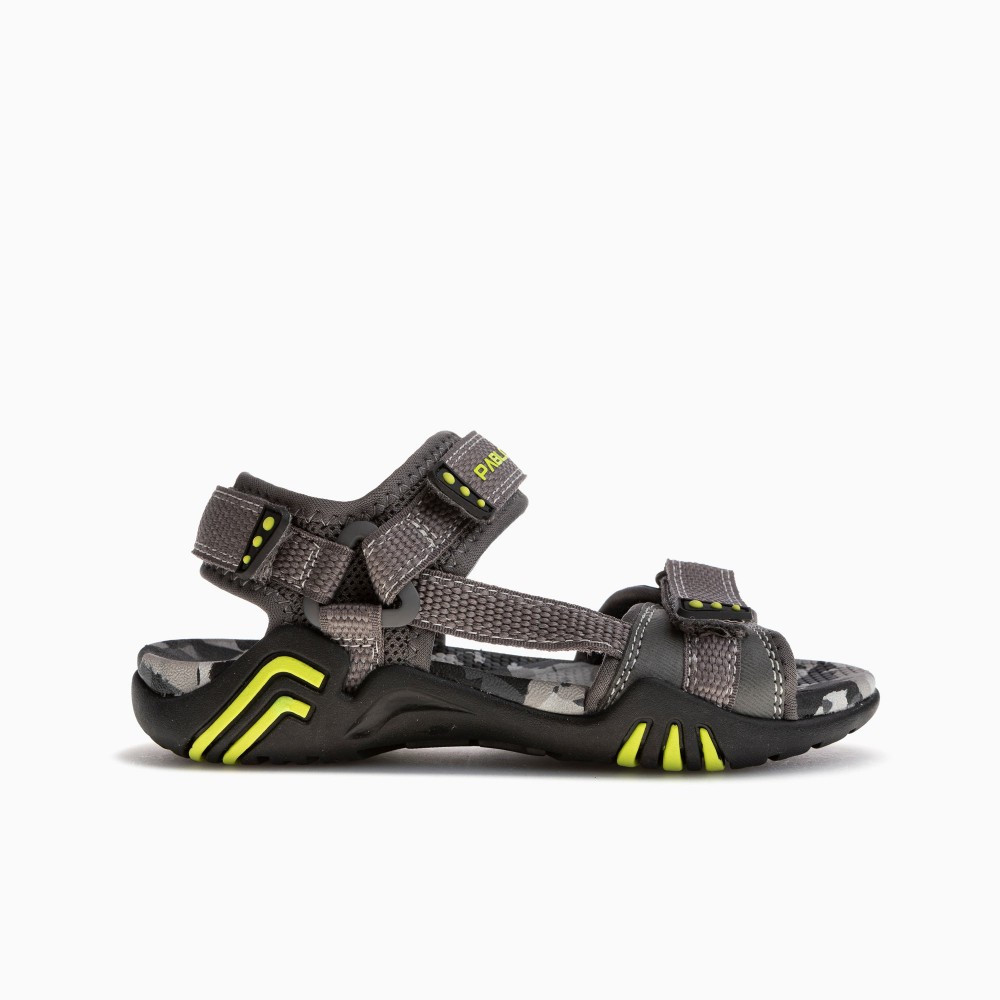 Sandalias planas niño PABLOSKY 982050 CALIFORNIA VELCROS GREY-NEON-YELLOW 34909 25V