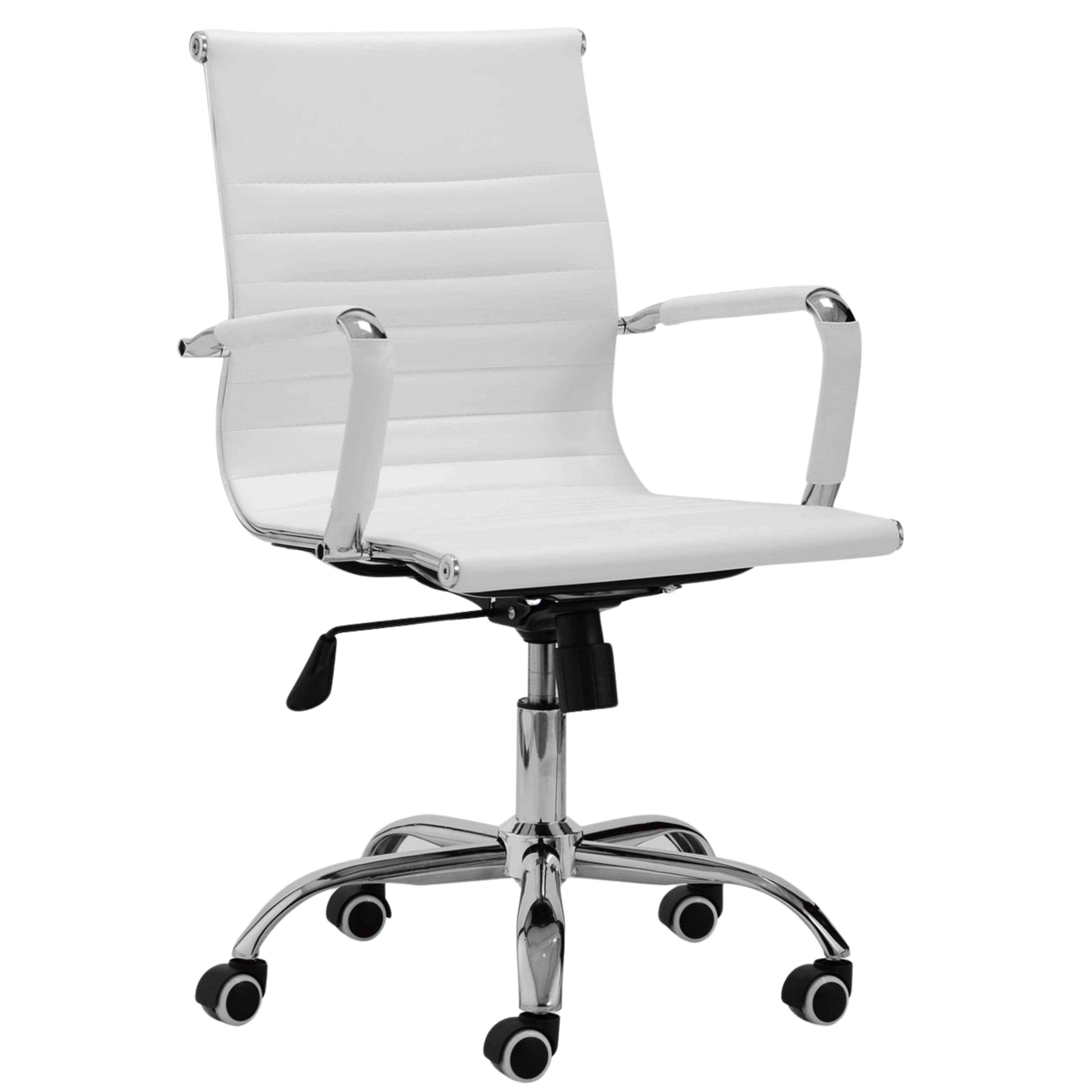 Miroytengo Silla giratoria Kira silla oficina blanca despacho moderno 64x64x89/99 cm