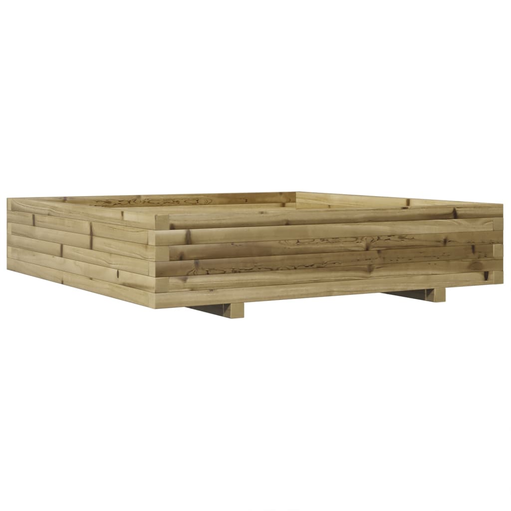 vidaXL Jardinera de madera maciza de pino 110x110x26,5 cm Color Pino natural,  Blanco,  Marrón cera y mas