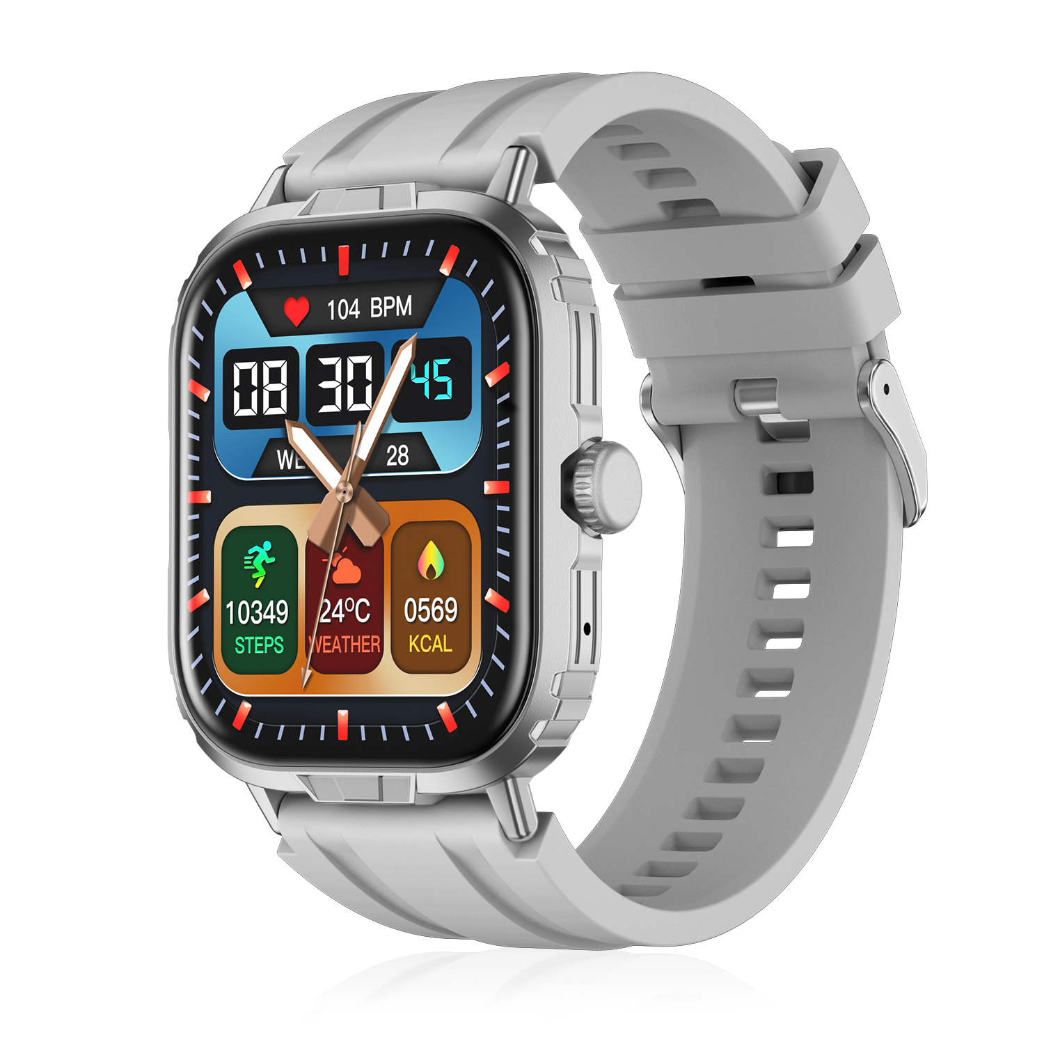 DAM. Smartwatch M106 con doble correa una de silicona y otra de nylon. Notificaciones de Apps, monitor de salud, modos deportivos. 4x1x6cm.