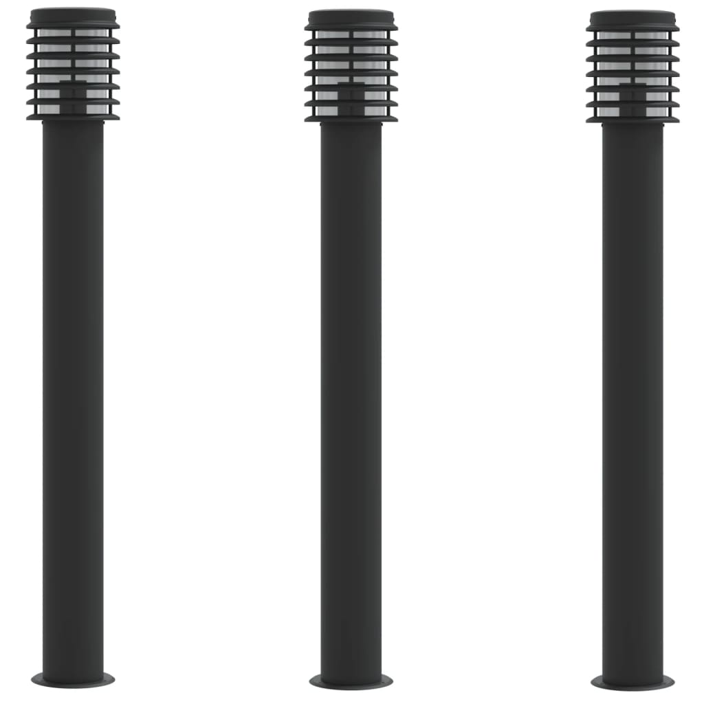 vidaXL Lámparas de suelo de exterior 3 uds acero inoxidable 110 cm Color Plateado,  Negro, y mas