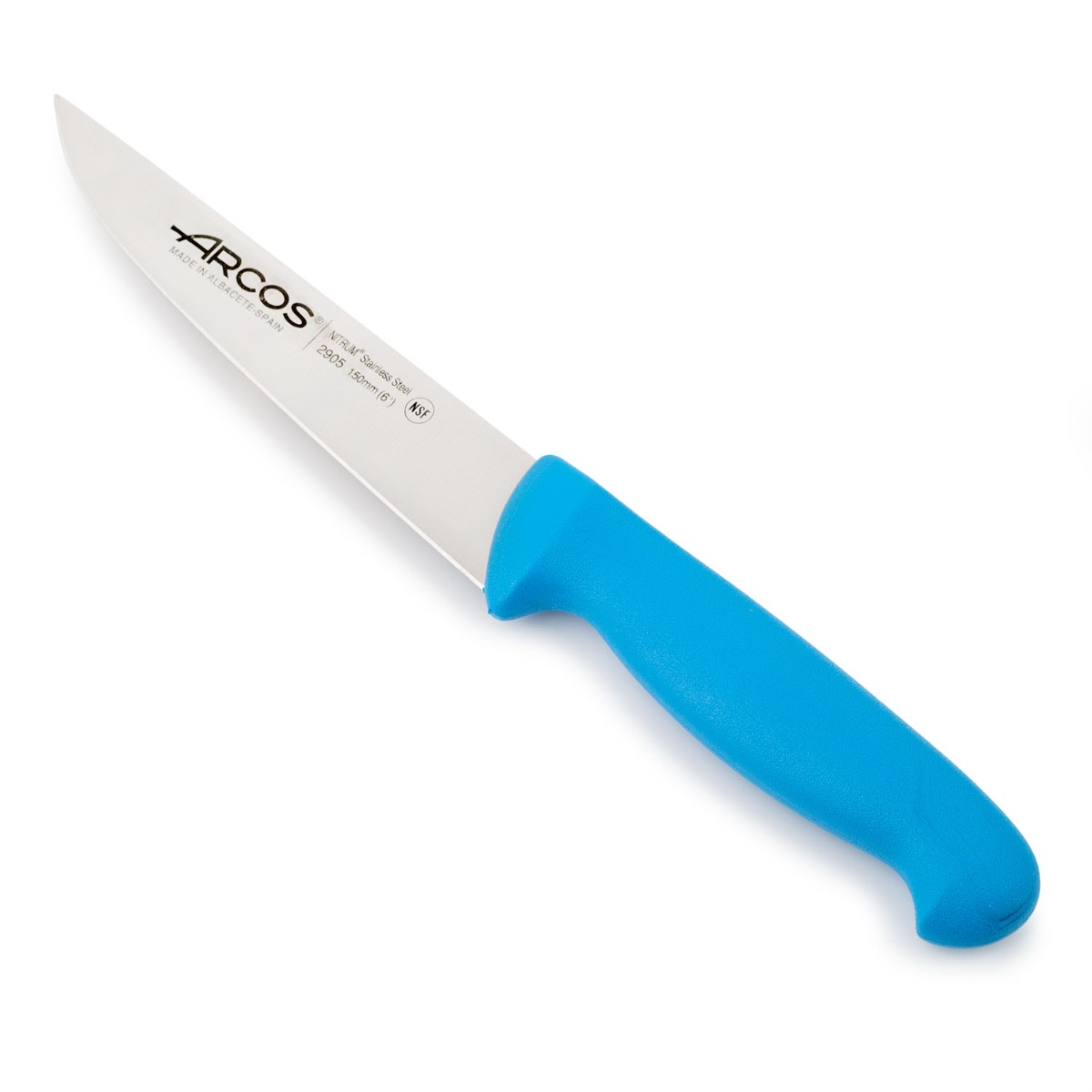 Arcos Cuchillo de Cocina Profesional - Hoja de Acero Inoxidable Nitrum 150 mm - Mayor Durabilidad y Corte Preciso - Mango Ergonómico Azul - Serie 2900