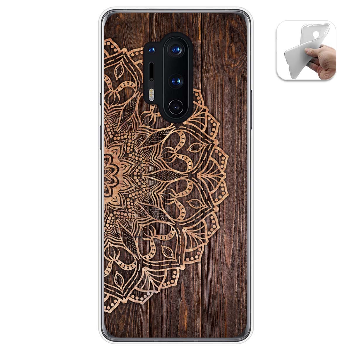 Tumundosmartphone Funda Gel Tpu para Oneplus 8 Pro diseño Madera 06 Dibujos