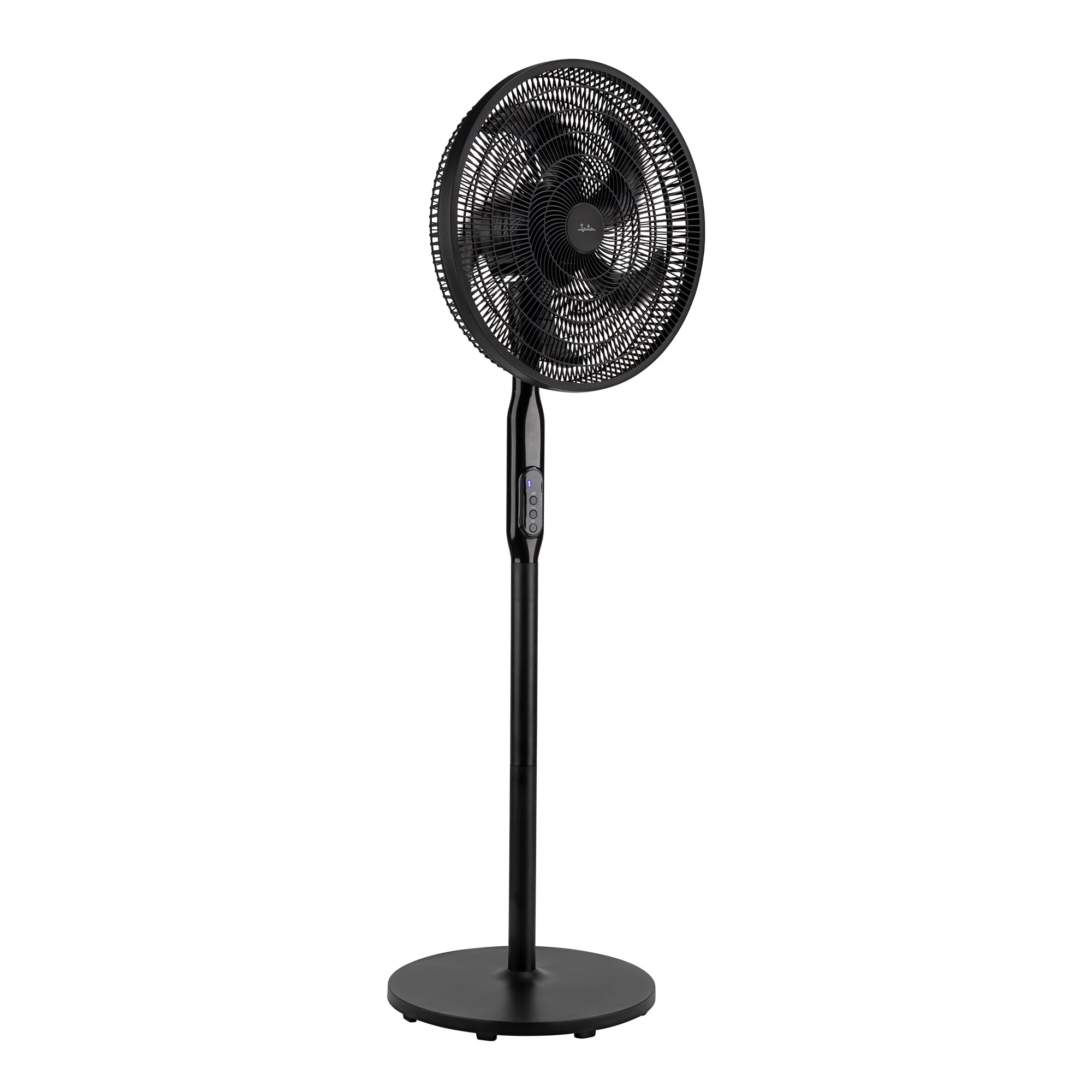 Ventilador de pie con mando a distancia Jata JVVP3063. Con 3 velocidades. 5 Aspas. Cabezal Inclinable. Función Oscilante.  40 cm de diámetro. 3540 m3/h. Para estancias de hasta 25 m2. Bajo consumo. Silencioso