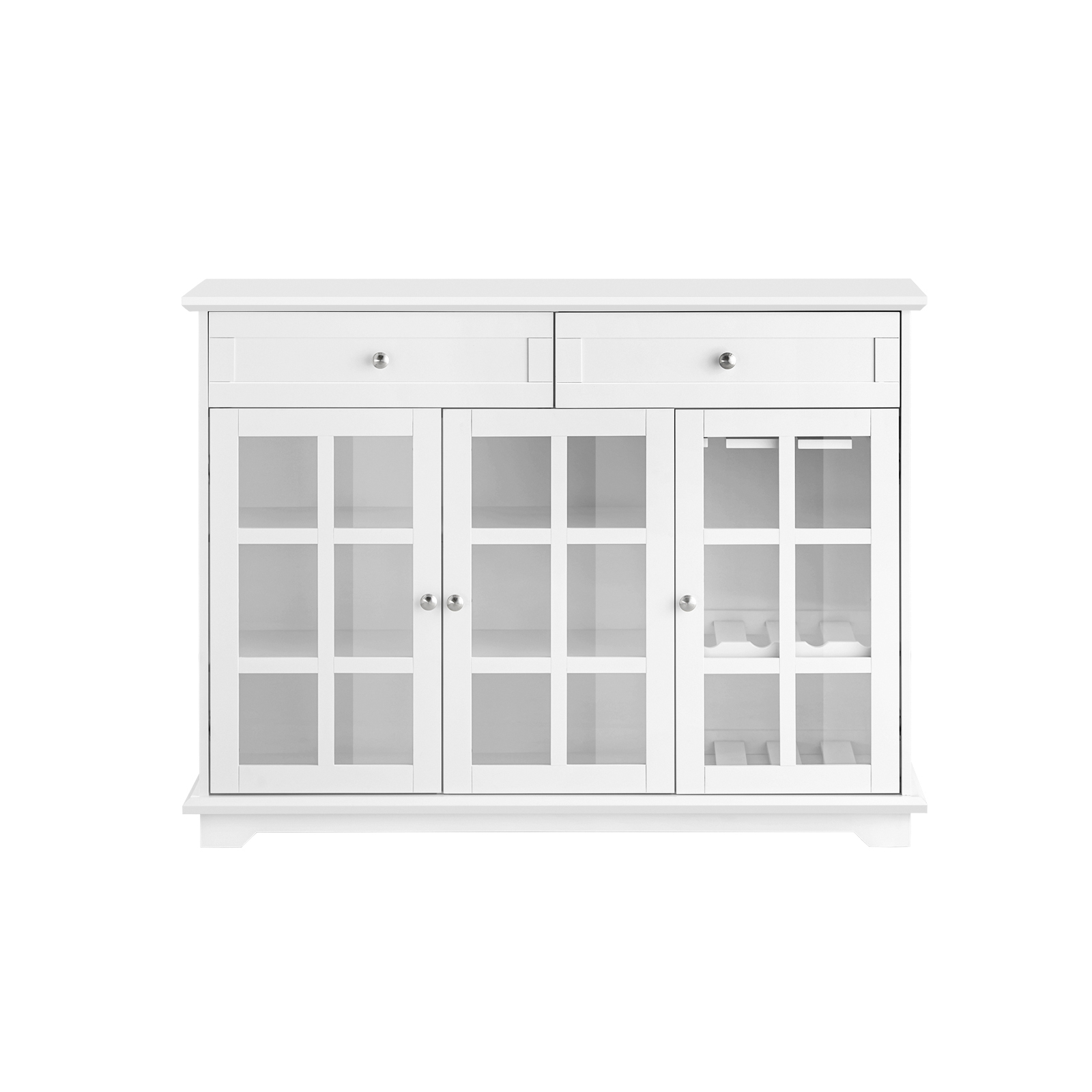 SoBuy FSB77-W Aparador Cocina Mueble Vitrina de Cristal con 3 Puertas y 2 Cajones 119 x 40 x 90 cm ES