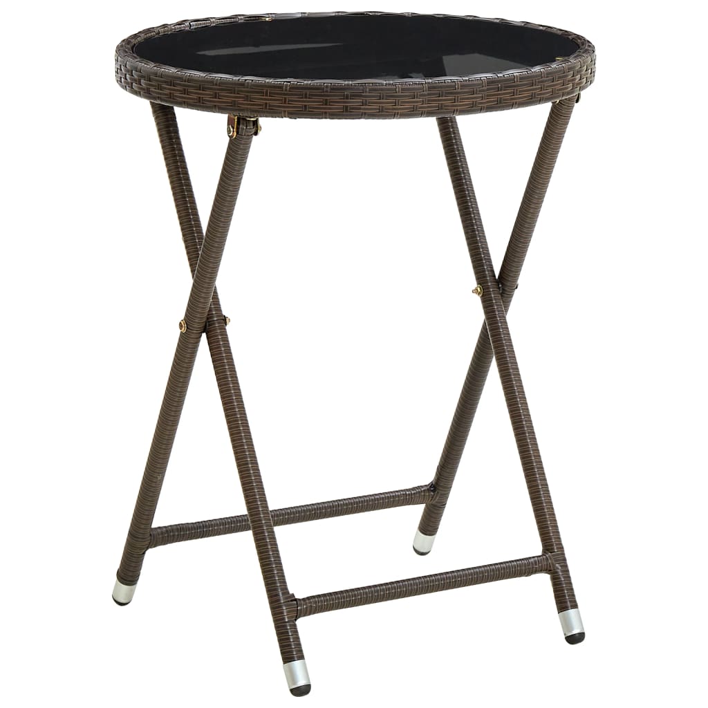 vidaXL Mesa de centro ratán sintético y vidrio templado 60 cm en color Negro/Marrón/Beige y más | estructura resistente ideal para salón dormitorio o estudio